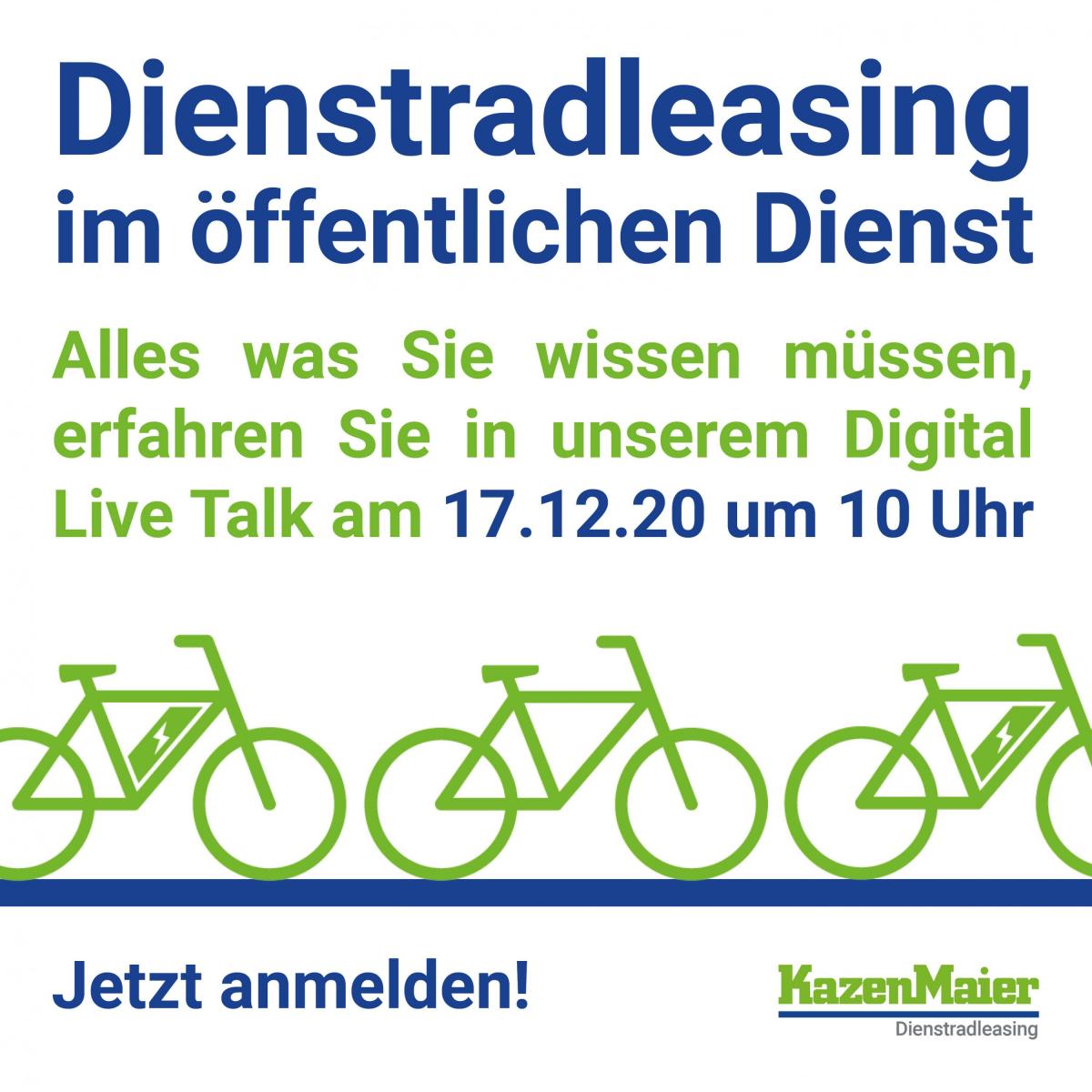 Digital Live Talk zum Thema Dienstradleasing im öffentlichen Dienst